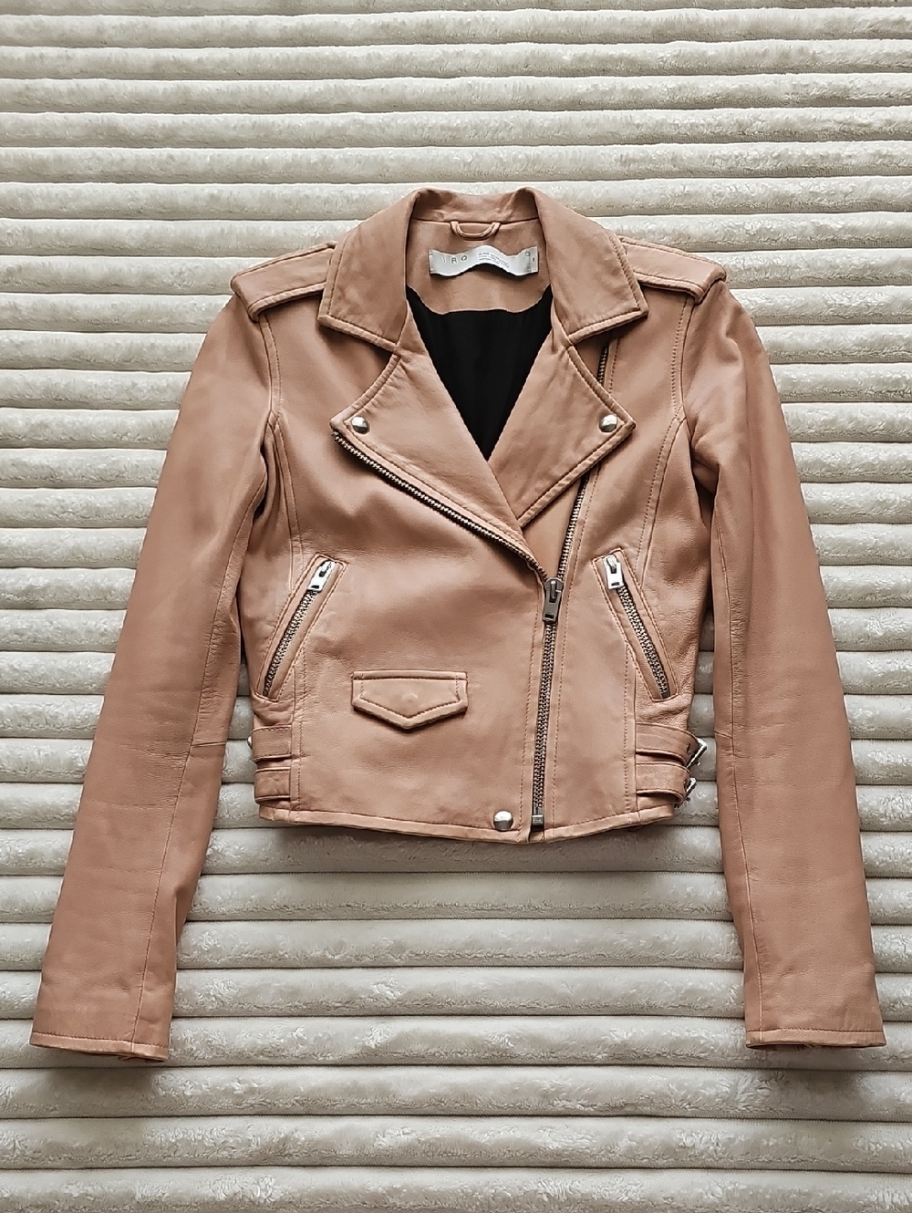 IRO ASHVILLE LEATHER JACKET BLUSH PINK XS